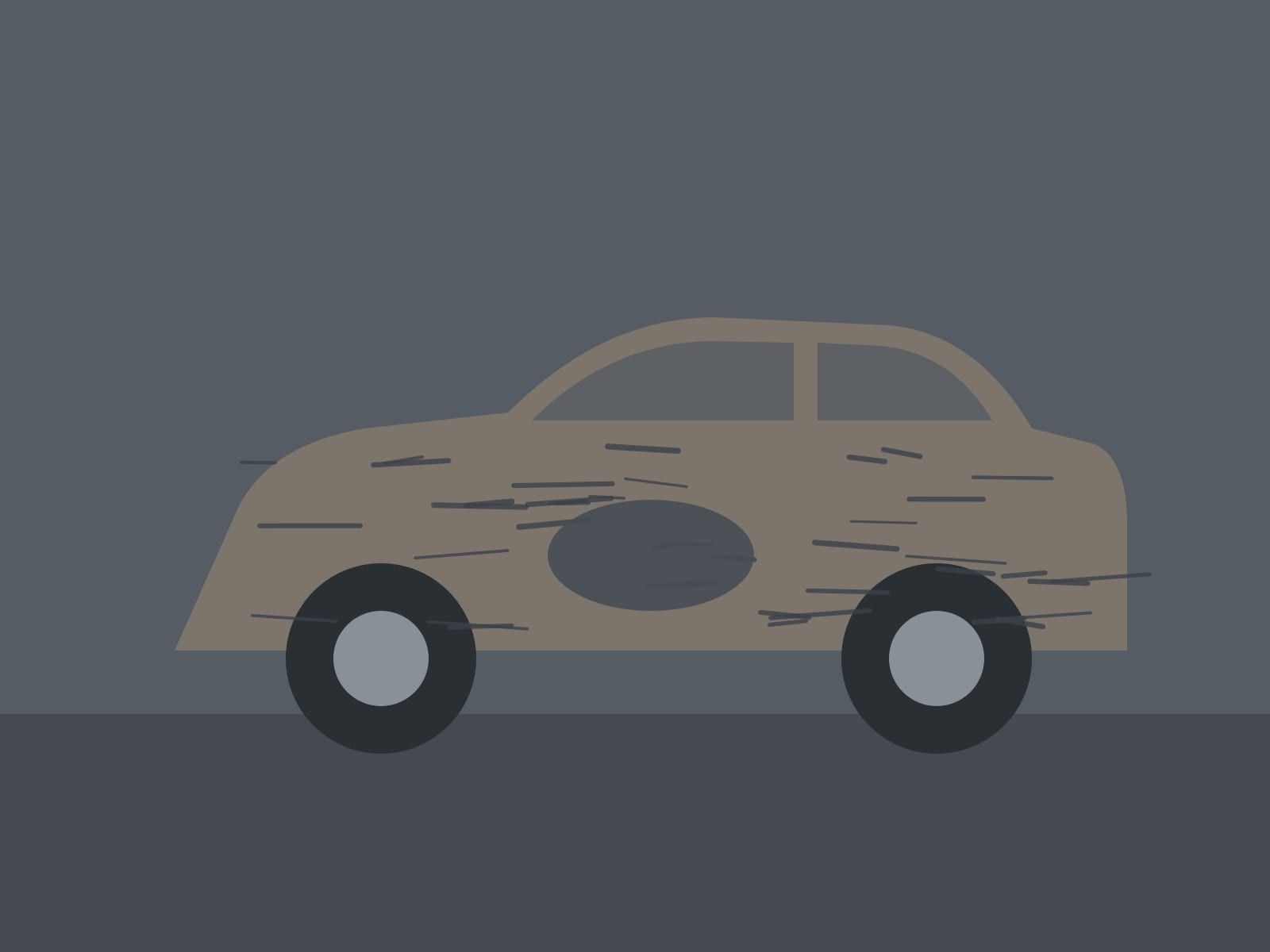 Placeholder drawing of a car with dull, scuffed paint