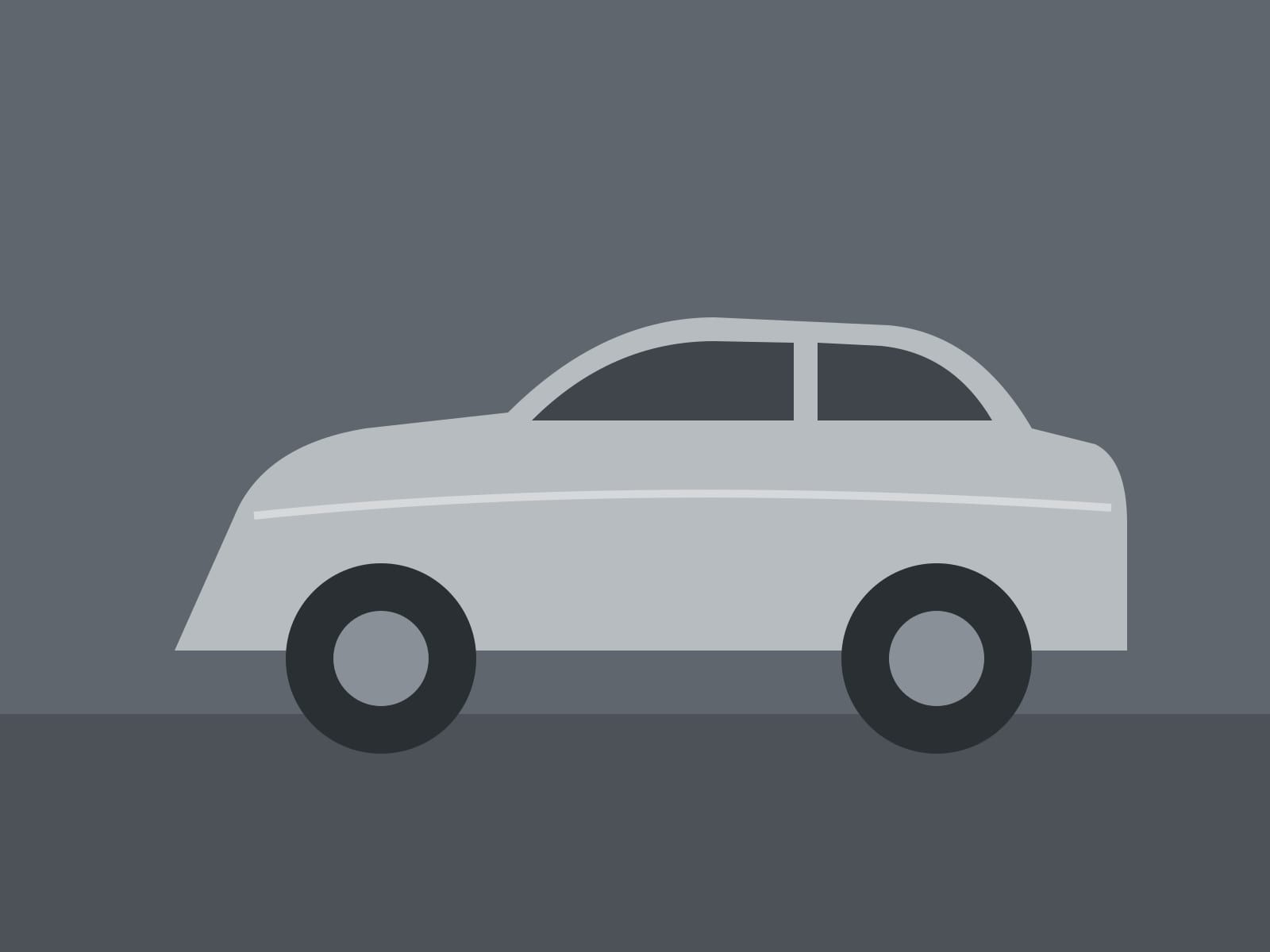 Placeholder drawing of the same car with the doors repaired and painted